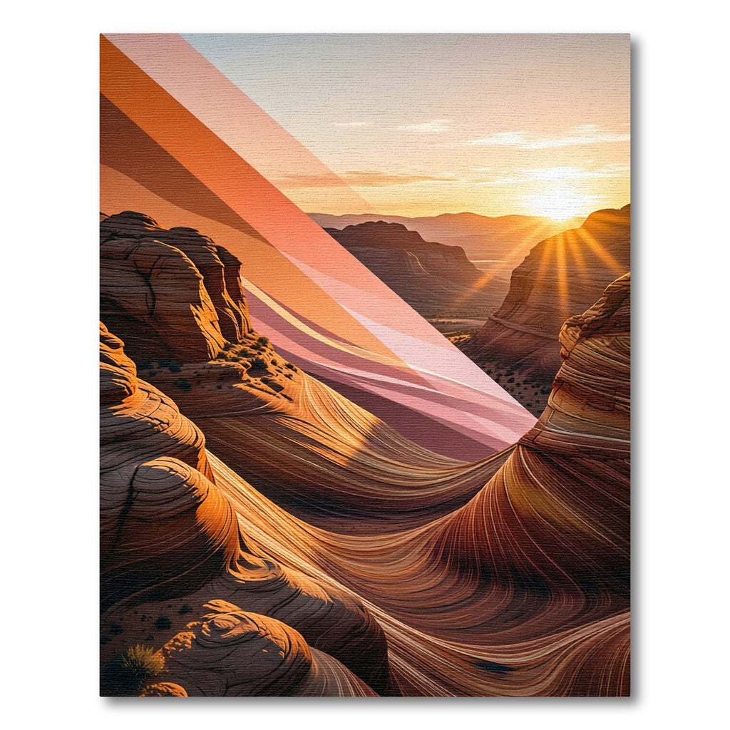 Canyon Sunset Layered Rock Formations Rug