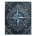 Ornate Steel Blue Celestial Compass Rug