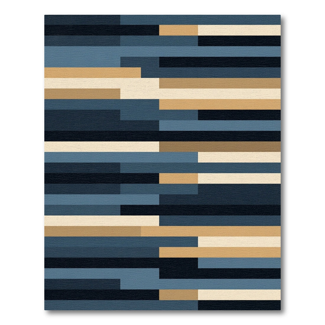 Modular Linear Arrangement Blue Tan Rug