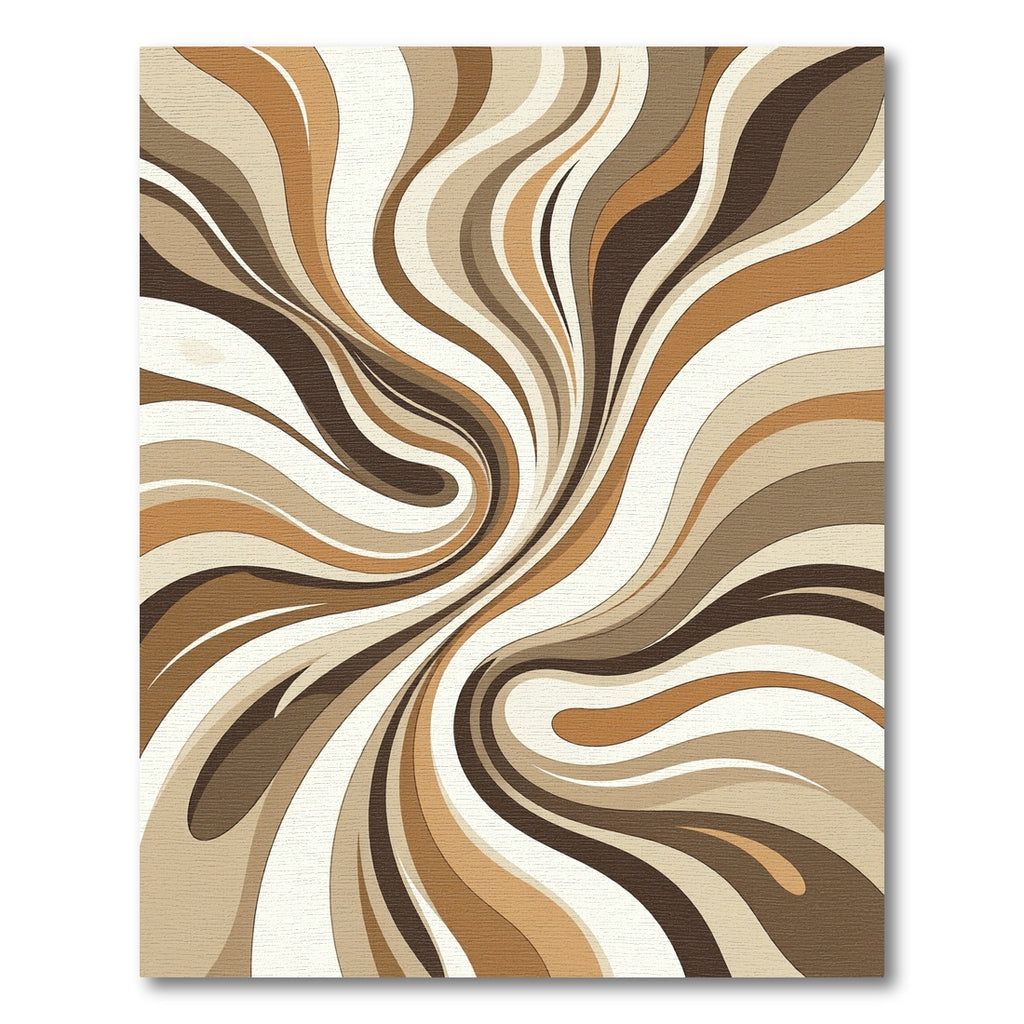 Earthy Cream Brown Swirl Abstraction Rug