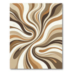 Earthy Cream Brown Swirl Abstraction Rug