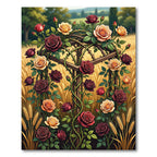 Golden Wheat and Crimson Rose Arbor Rug