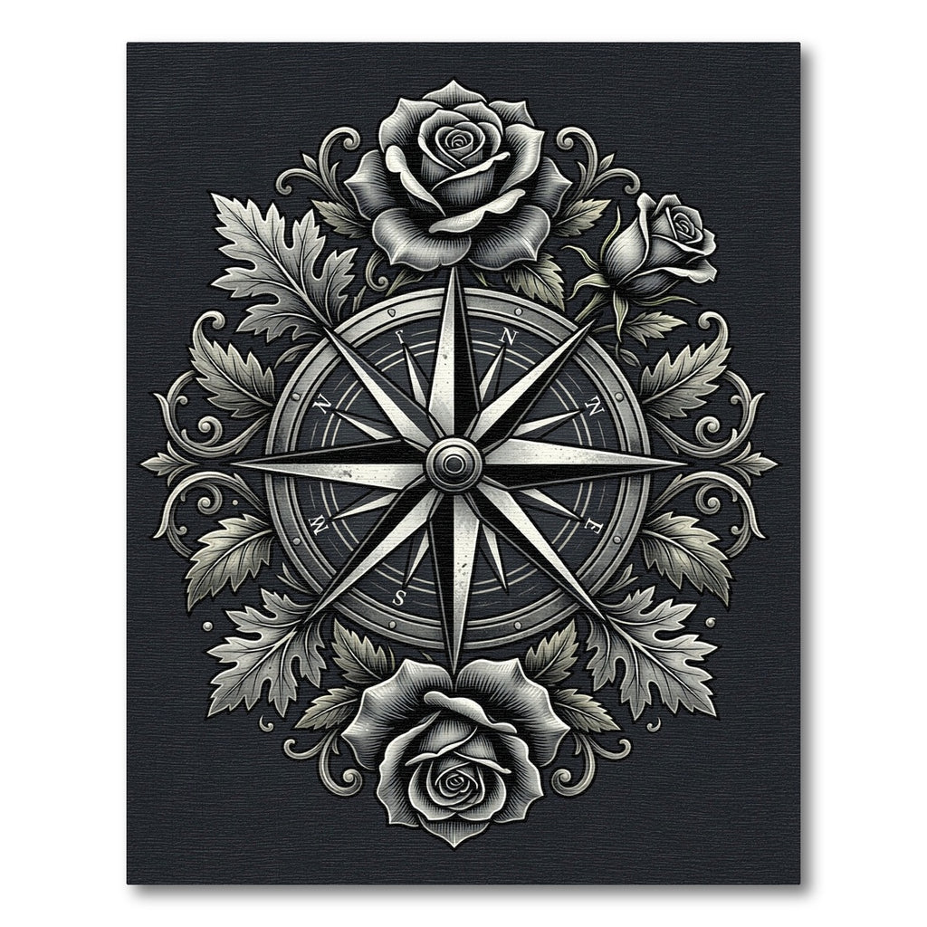 Monochromatic Rose Compass Garland Rug