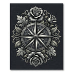 Monochromatic Rose Compass Garland Rug