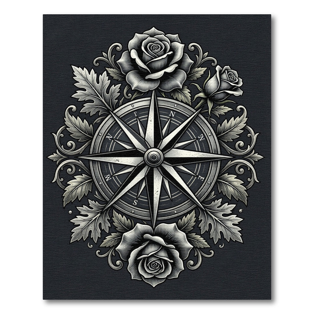 Monochromatic Rose Compass Garland Rug