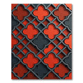 Modern Gray Red Quatrefoil Lattice Rug