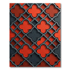 Modern Gray Red Quatrefoil Lattice Rug