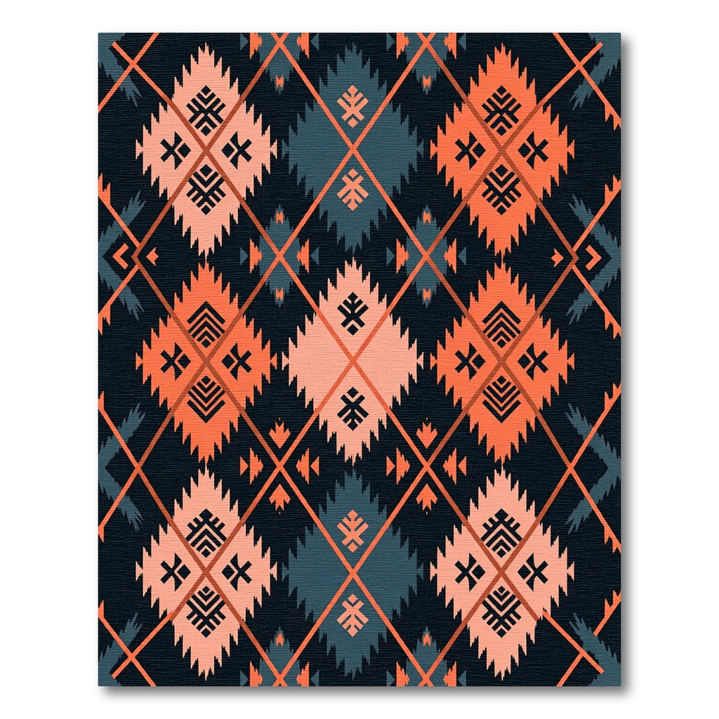 Terracotta and Slate Geometric Diamond Weave Rug