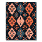 Terracotta and Slate Geometric Diamond Weave Rug