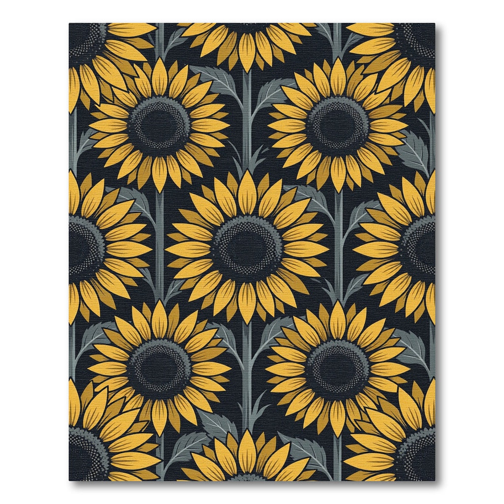 Elegant Golden Sunflower Floral Dark Backdrop Rug