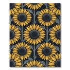 Elegant Golden Sunflower Floral Dark Backdrop Rug