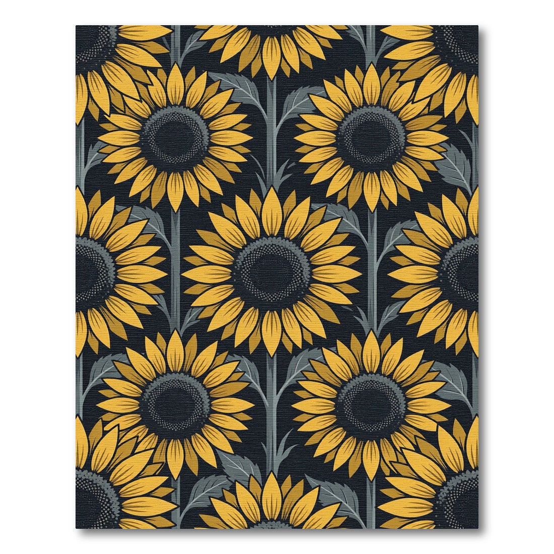 Elegant Golden Sunflower Floral Dark Backdrop Rug