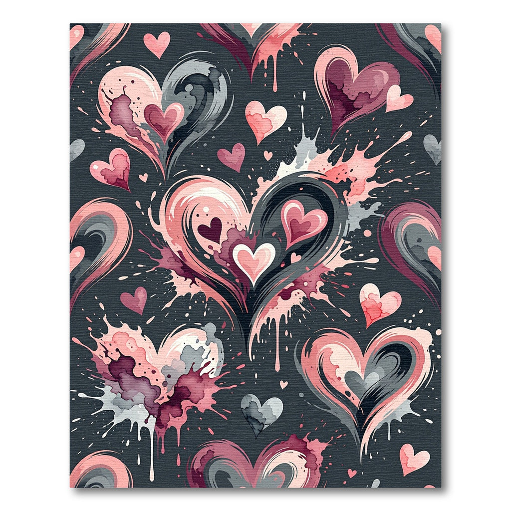 Pink Splash Hearts Artistic Contemporary Rug