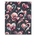 Pink Splash Hearts Artistic Contemporary Rug