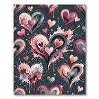 Pink Splash Hearts Artistic Contemporary Rug
