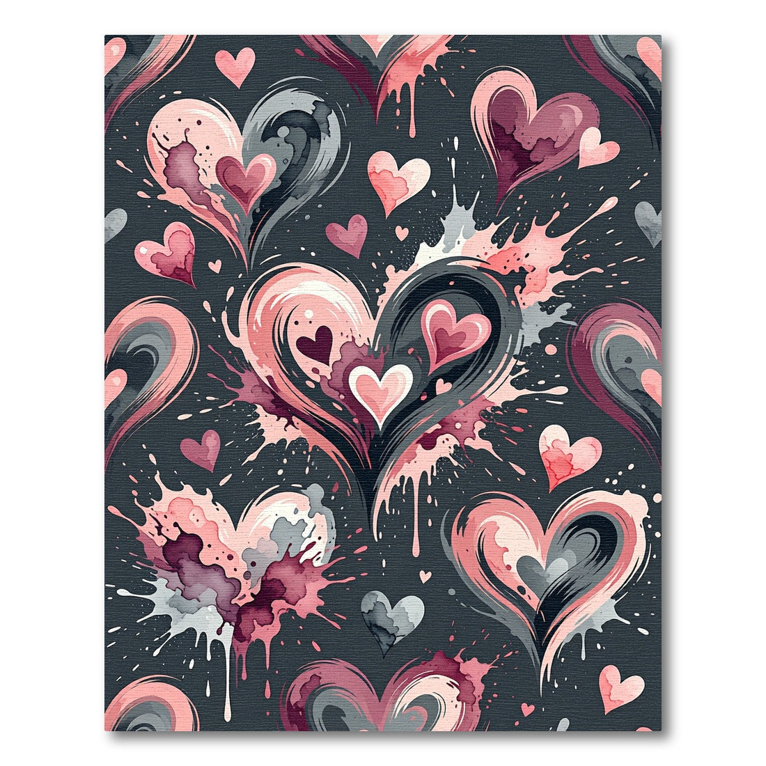 Pink Splash Hearts Artistic Contemporary Rug