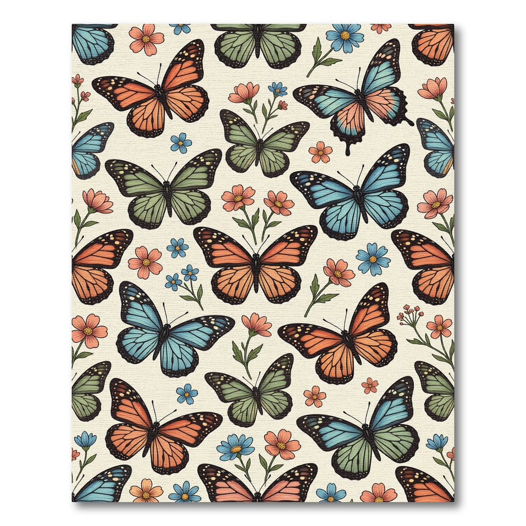 Whimsical Butterfly Meadow Soft Pastel Illustration Rug