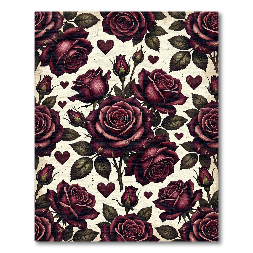 Romantic Deep Red Rose Heart Arrangement Rug