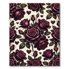 Romantic Deep Red Rose Heart Arrangement Rug
