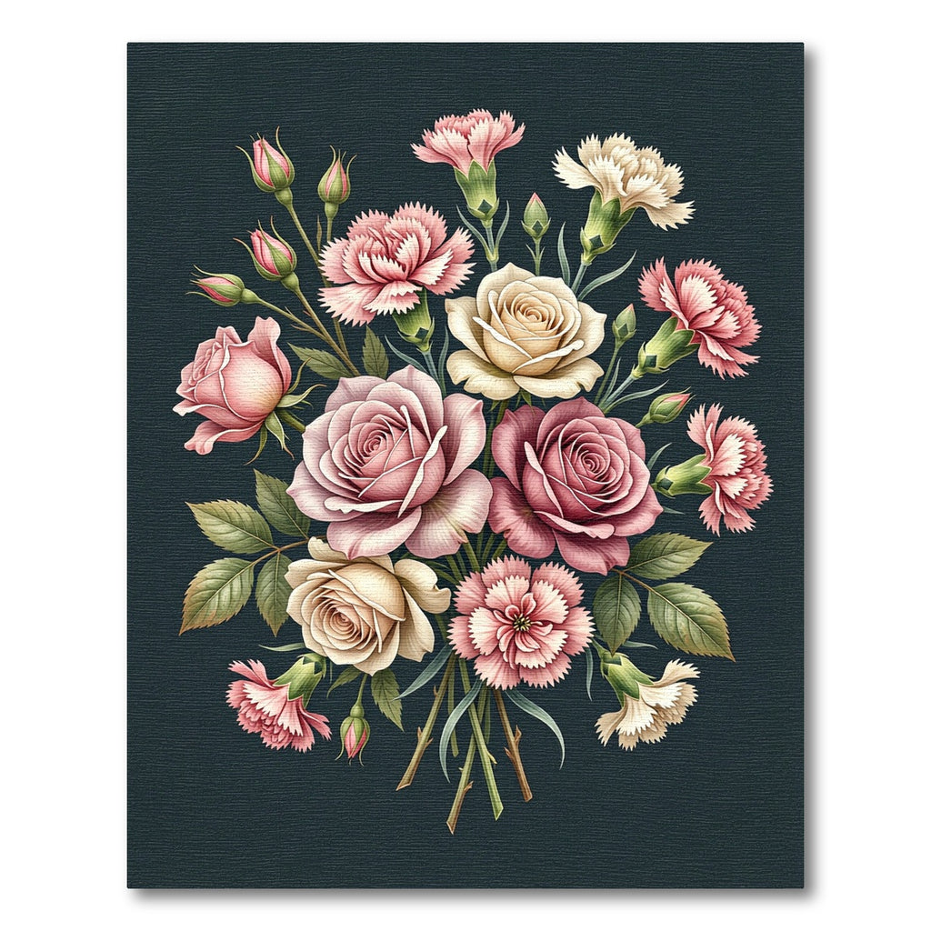 Elegant Pink and Cream Rose Bouquet Rug