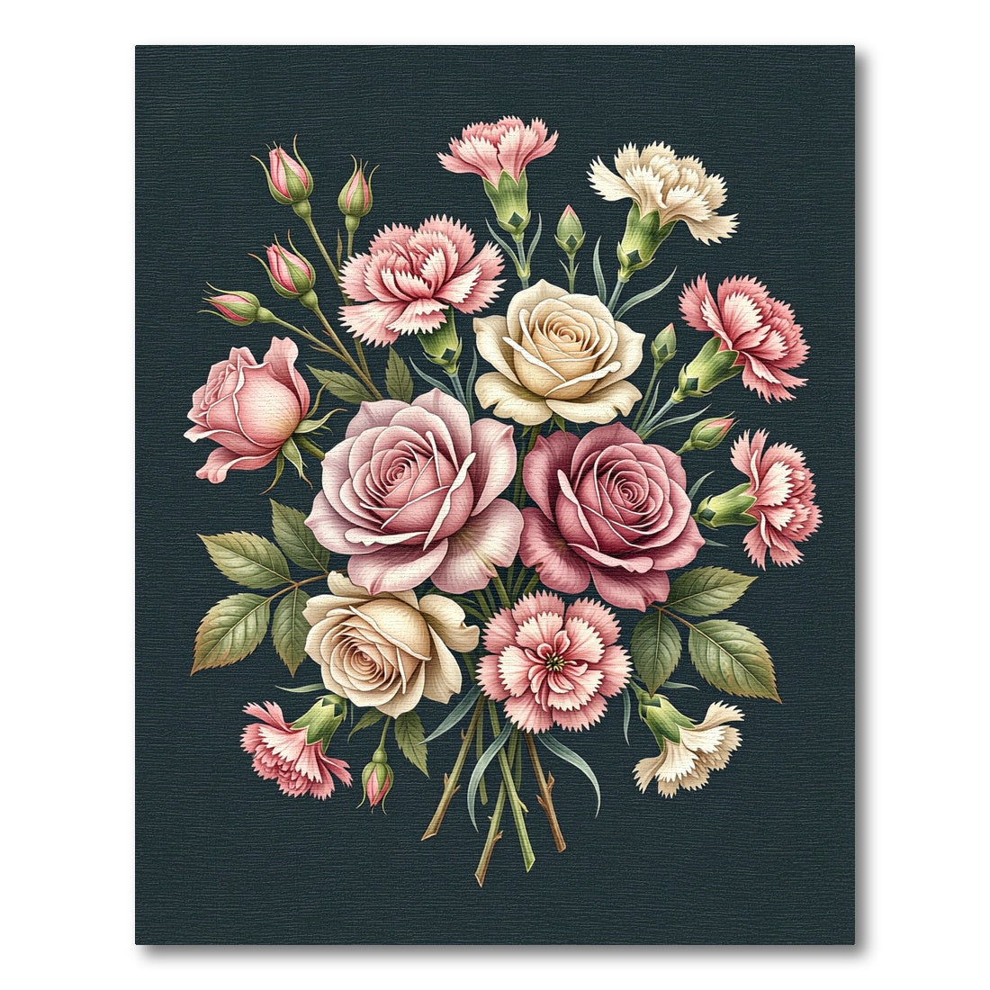 Elegant Pink and Cream Rose Bouquet Rug