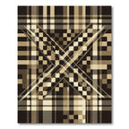 Modern Neutral Plaid Geometric X Rug