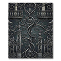 Ornate Silver Scroll Gate Design Rug