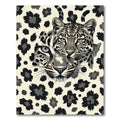 Monochromatic Leopard Face Animal Illustration Rug