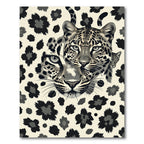 Monochromatic Leopard Face Animal Illustration Rug