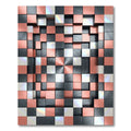 Metallic Copper and Black Geometric Grid Rug