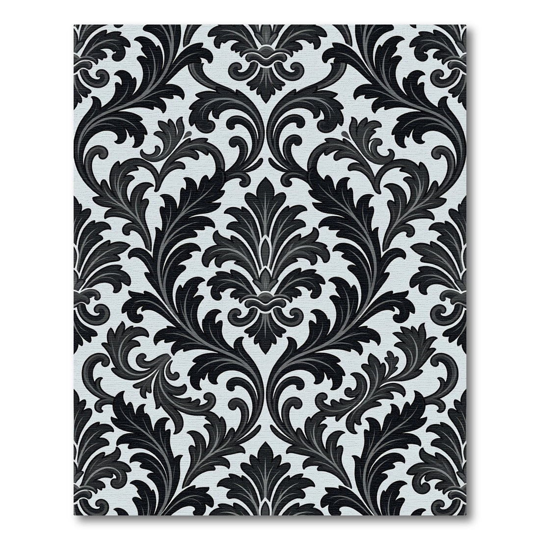 Black White Acanthus Leaf Scroll Rug