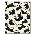 Playful Black Cat Cream Illustration Rug