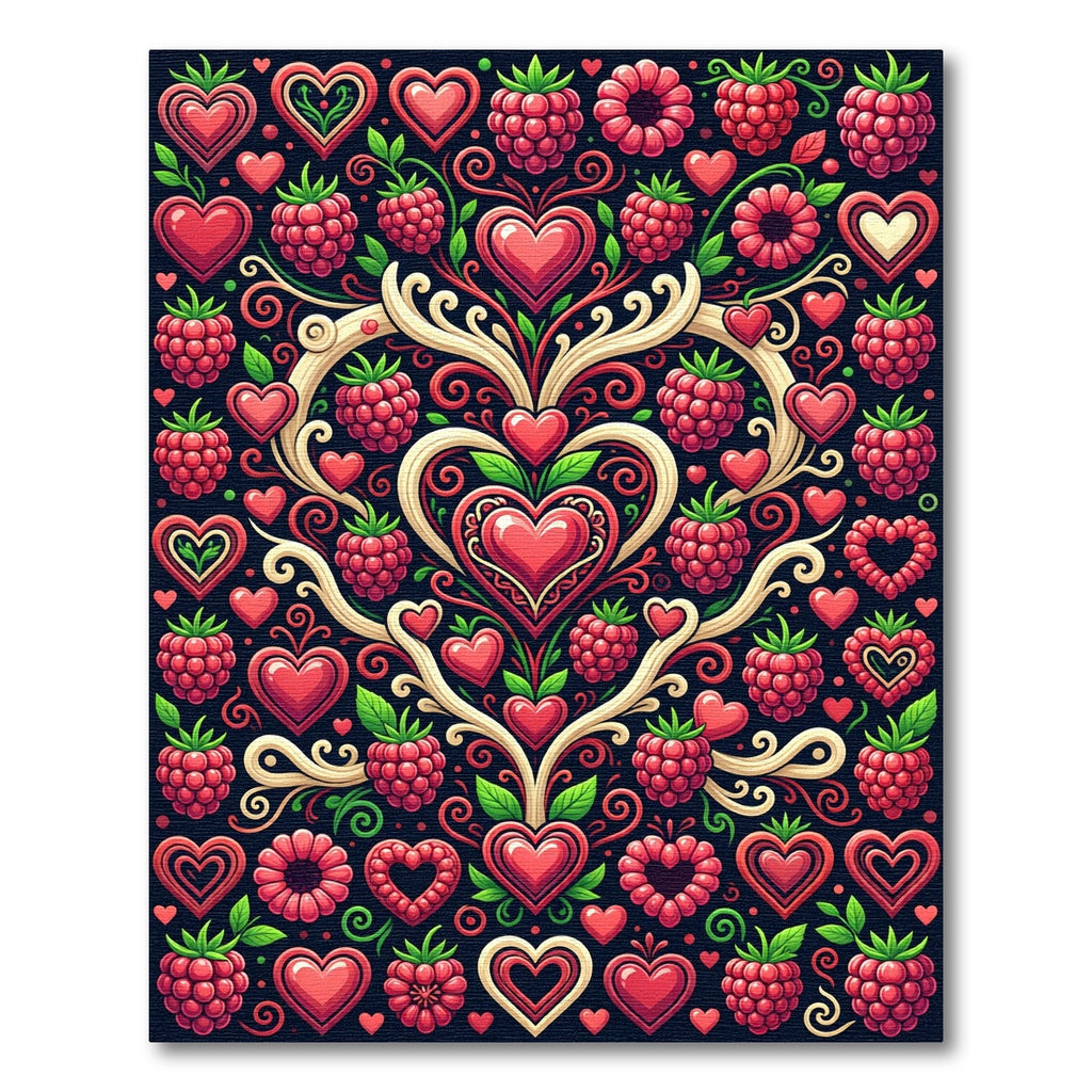 Red Raspberry And Heart Garland Rug