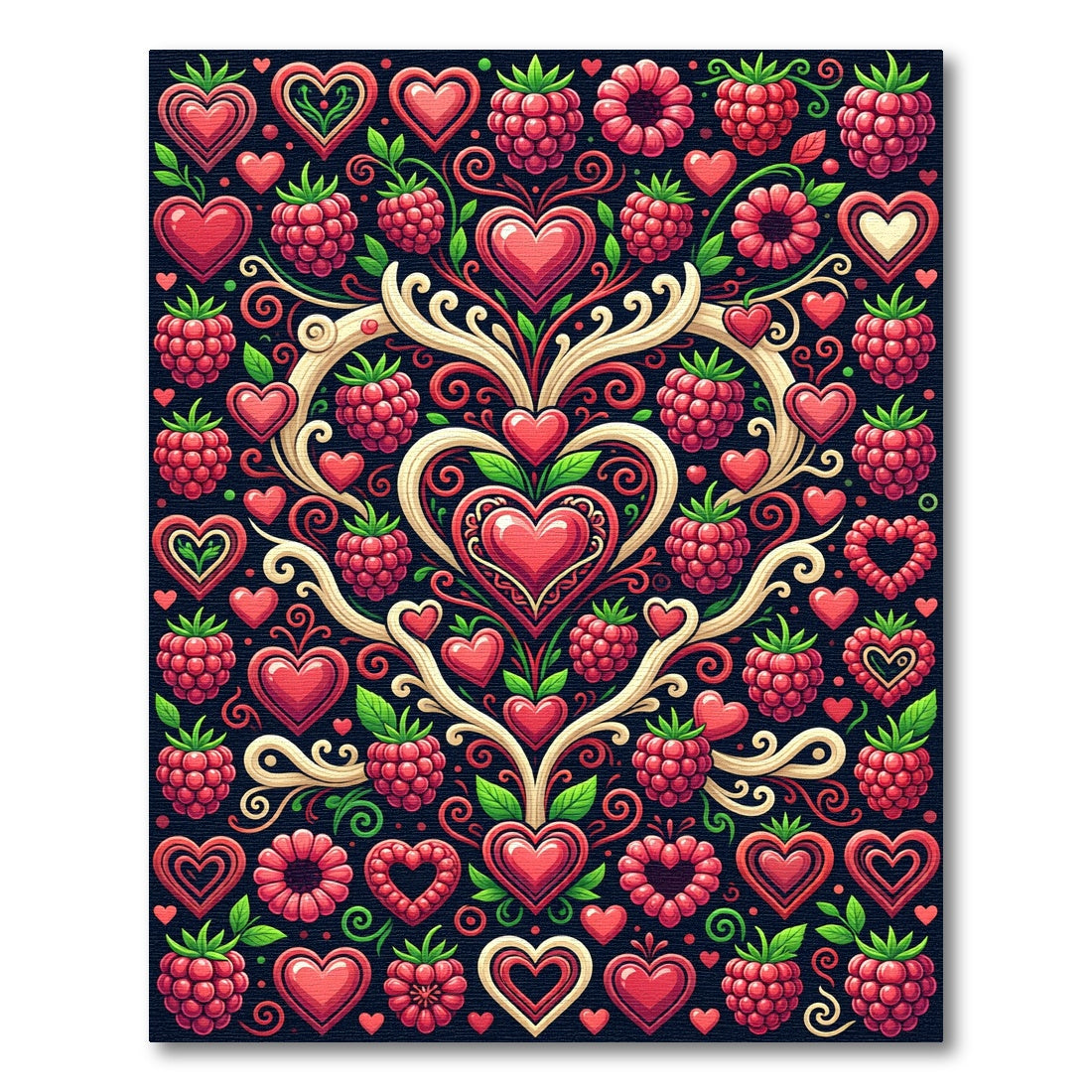 Red Raspberry And Heart Garland Rug