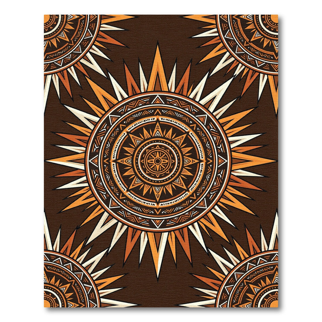 Warm Orange Sunburst Mandala Rug