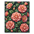Lush Coral Camellia Botanical Garden Rug