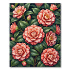 Lush Coral Camellia Botanical Garden Rug