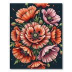 Vibrant Poppy Flower Botanical Garden Rug