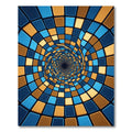 Modern Blue and Gold Spiral Vortex Rug