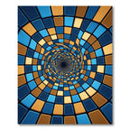 Modern Blue and Gold Spiral Vortex Rug