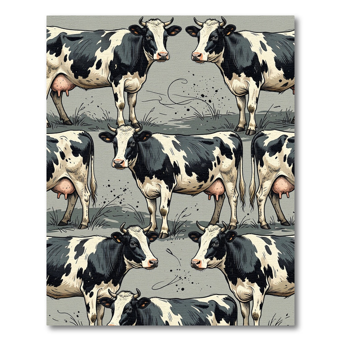 Modern Black and White Dairy Cow Rug