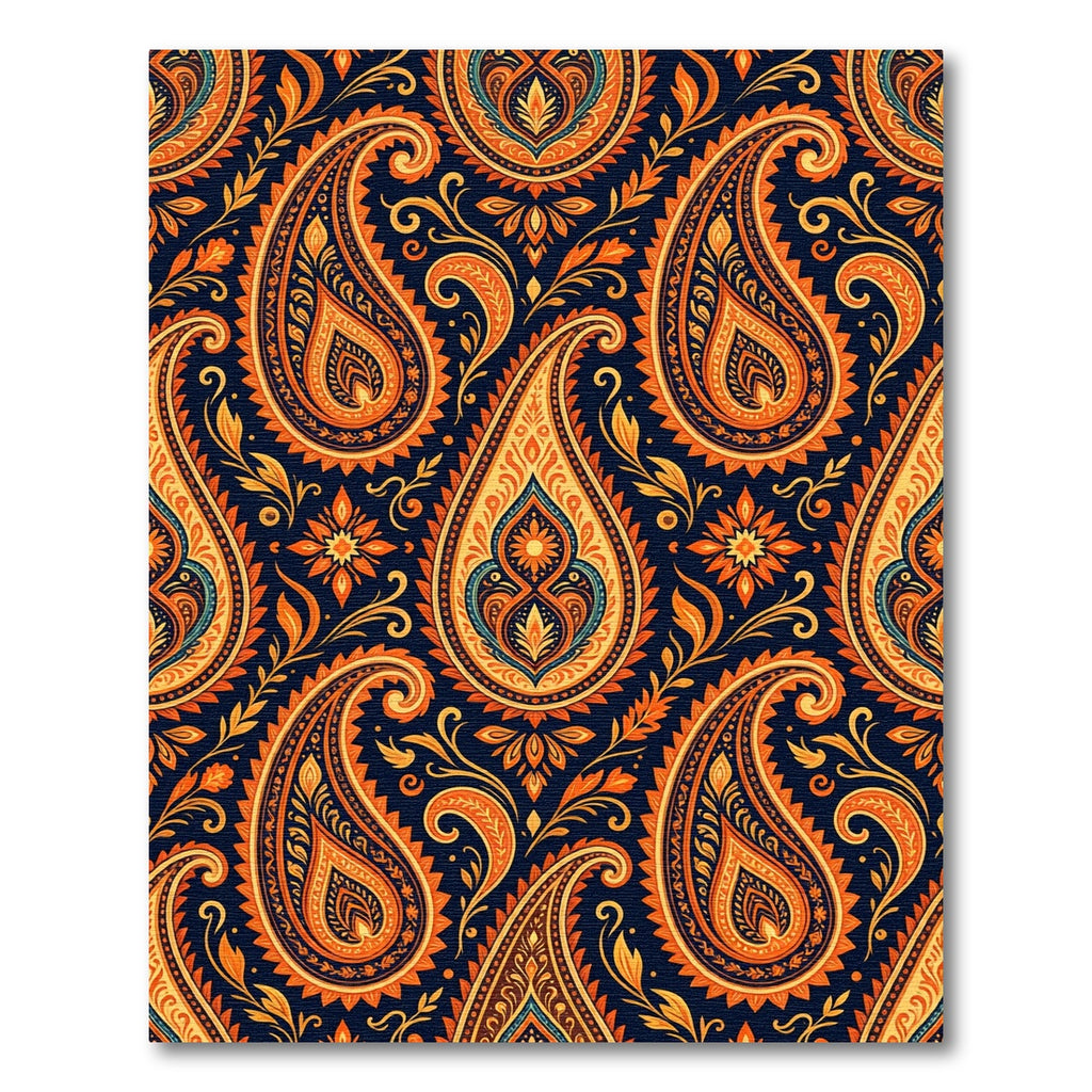 Rich Orange Paisley Floral Bazaar Rug