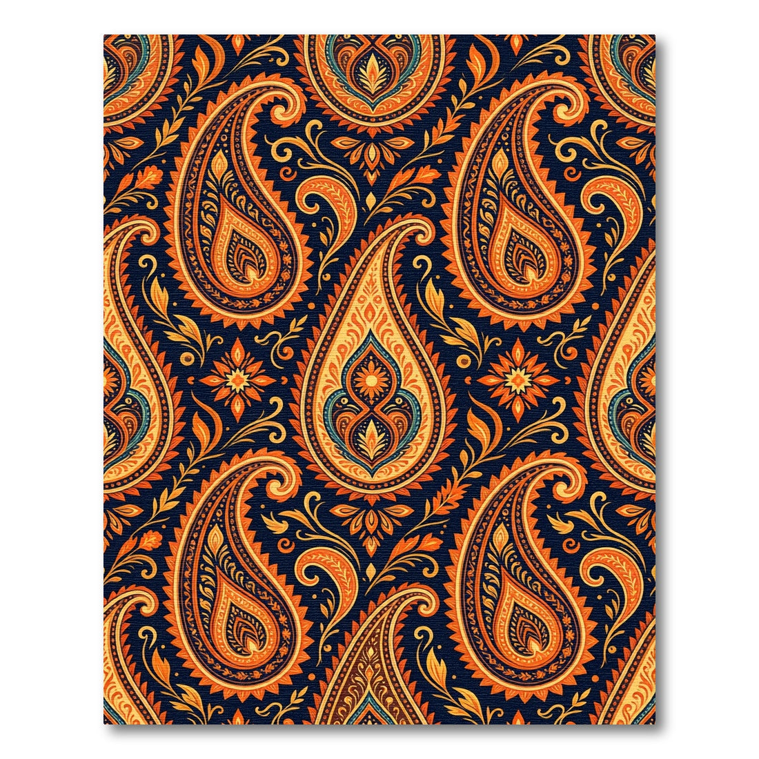 Rich Orange Paisley Floral Bazaar Rug