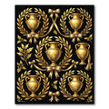 Golden Neoclassical Urn Wreath Scroll Rug
