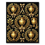 Golden Neoclassical Urn Wreath Scroll Rug
