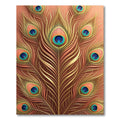 Elegant Golden Peacock Feather Luxury Art Rug