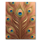 Elegant Golden Peacock Feather Luxury Art Rug