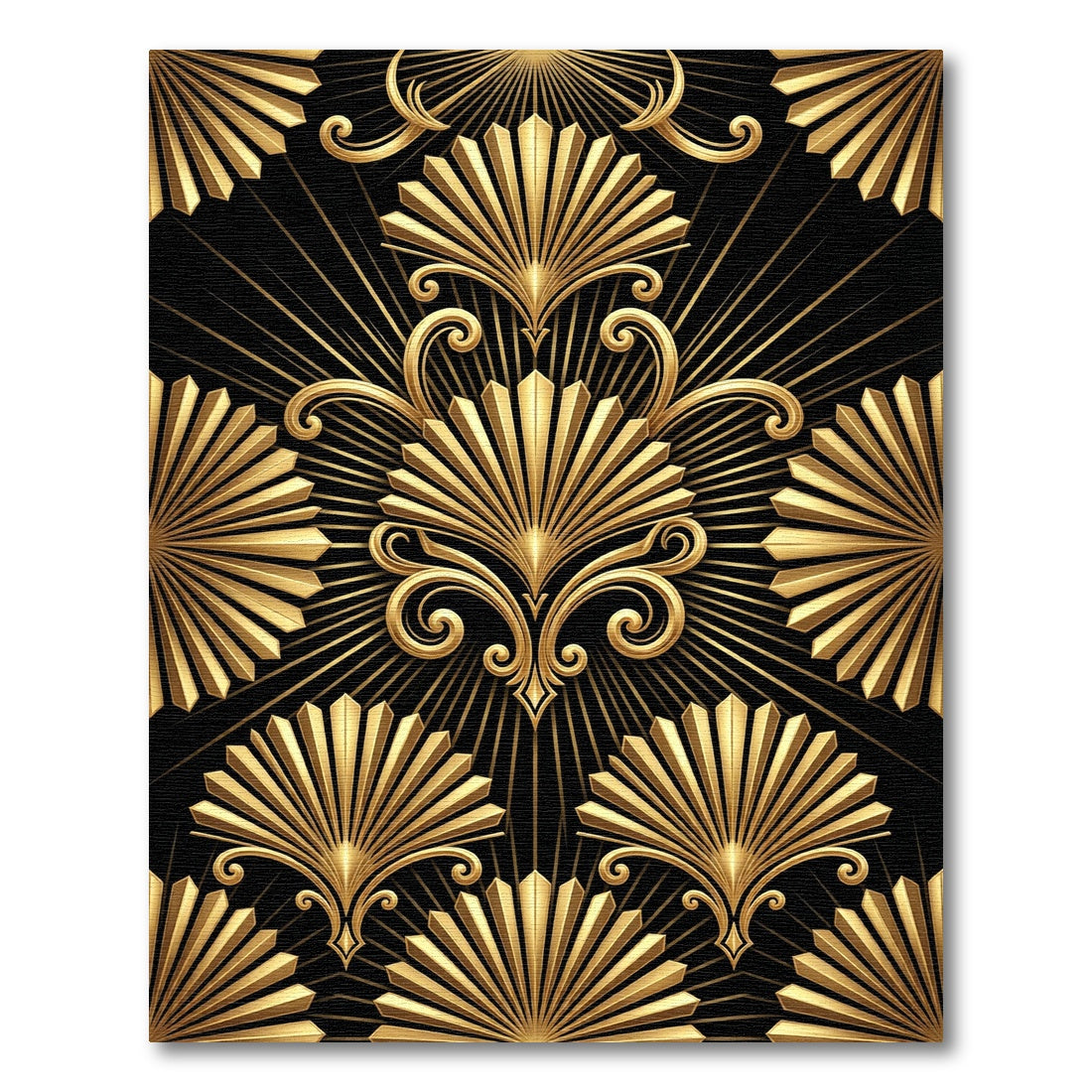 Art Deco Gold Fan Geometric Rug