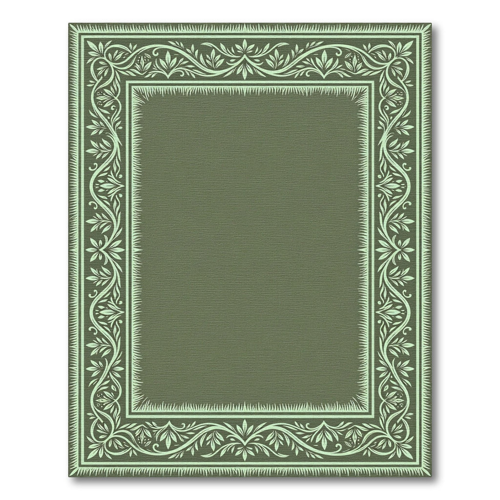 Elegant Mint Green Floral Border Rug