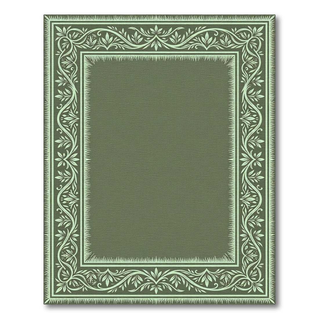 Elegant Mint Green Floral Border Rug